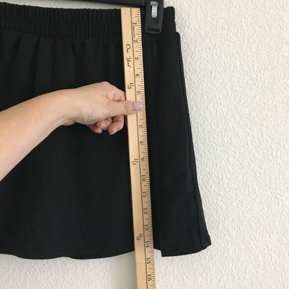AS REVIVAL Mini Skirt Pull On Elastic Band Waist Womens Medium Black Made in USA - Picture 5 of 9
